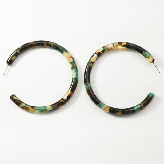 Large Sea Green Tortoise Hoop Earring