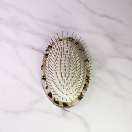 Acetate Handle Oval Hair Brush with Stainless Steel Pin, Detangle Acetate Pet Brush, Ice Slip Pin Brush