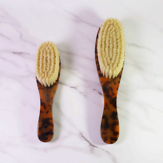 Petite Natural White Boar Bristles Tortoise Shell Hair Brush, Tortoiseshell Acetate 360 Wave Brush Hairbrush