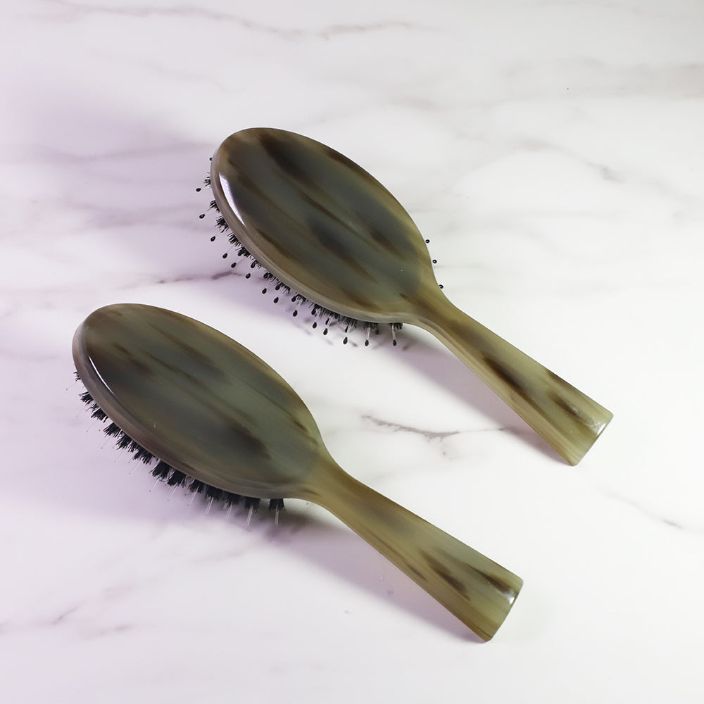 Green Horn Detangling Natural Boar Bristles Hairbrush