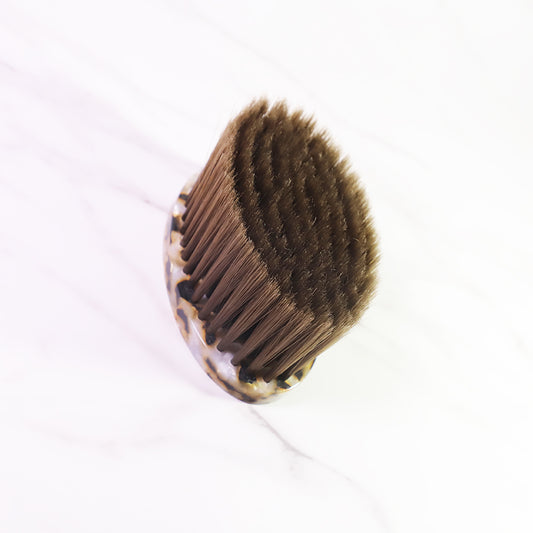 Oval Neck Duster Brush, Hair Cutting Cleaning Brush Acetate Handle Soft Fiber Sweeping Brush for Professional Salon Barber Accessories