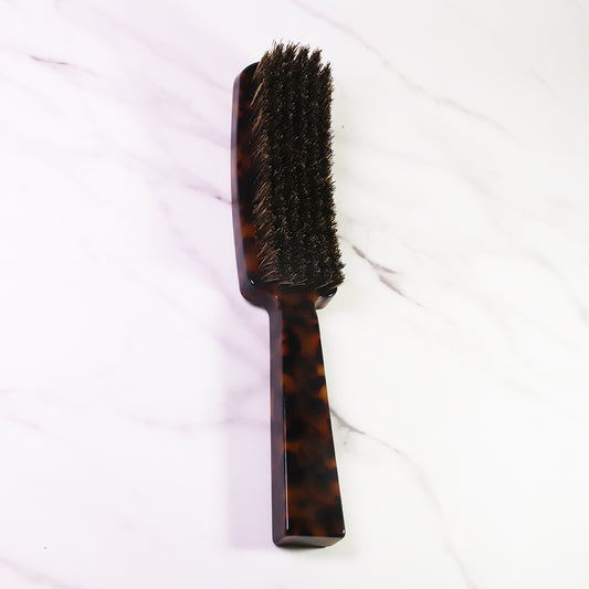 Tortoise Shell Hairbrush, Rectangular Medium Slick Wave Tortoiseshell Hair Brush with Natural Boar Bristles