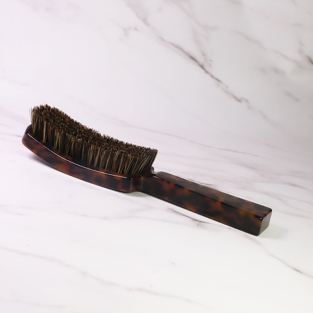 Tortoise Shell Hairbrush, Rectangular Medium Slick Wave Tortoiseshell Hair Brush with Natural Boar Bristles