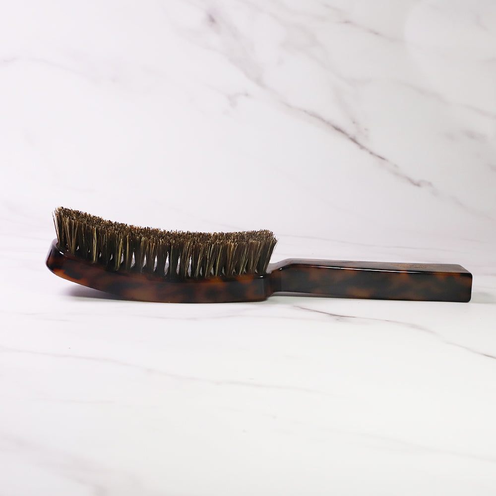 Tortoise Shell Hairbrush, Rectangular Medium Slick Wave Tortoiseshell Hair Brush with Natural Boar Bristles