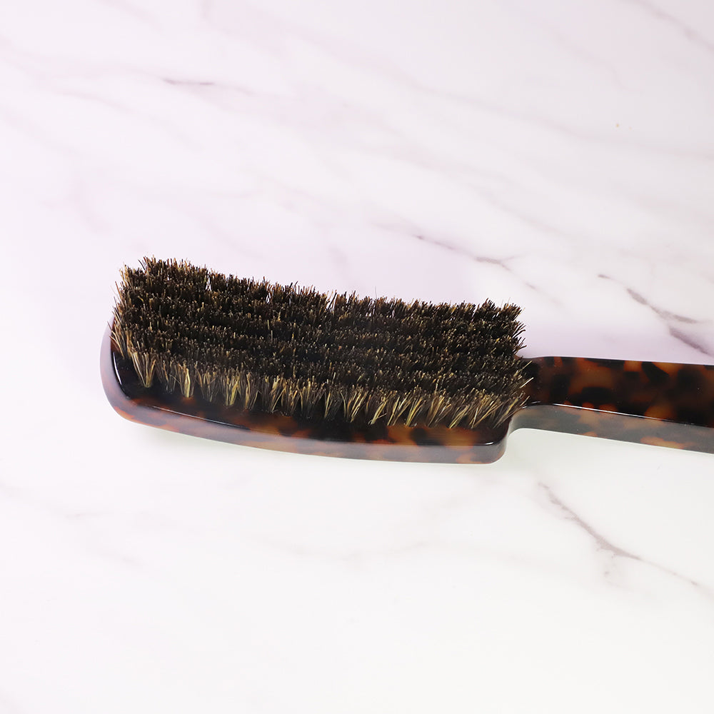 Tortoise Shell Hairbrush, Rectangular Medium Slick Wave Tortoiseshell Hair Brush with Natural Boar Bristles