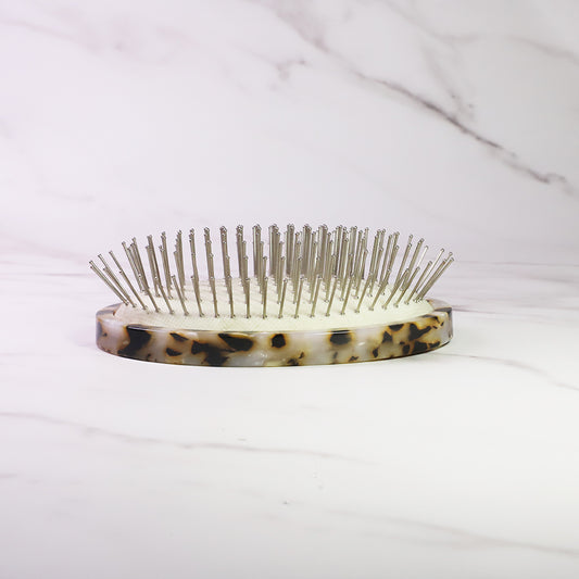 Acetate Handle Oval Hair Brush with Stainless Steel Pin, Detangle Acetate Pet Brush, Ice Slip Pin Brush