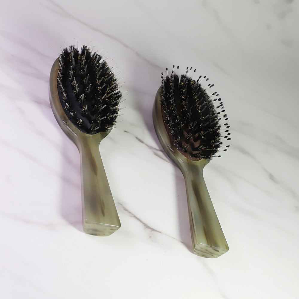 Green Horn Detangling Natural Boar Bristles Hairbrush