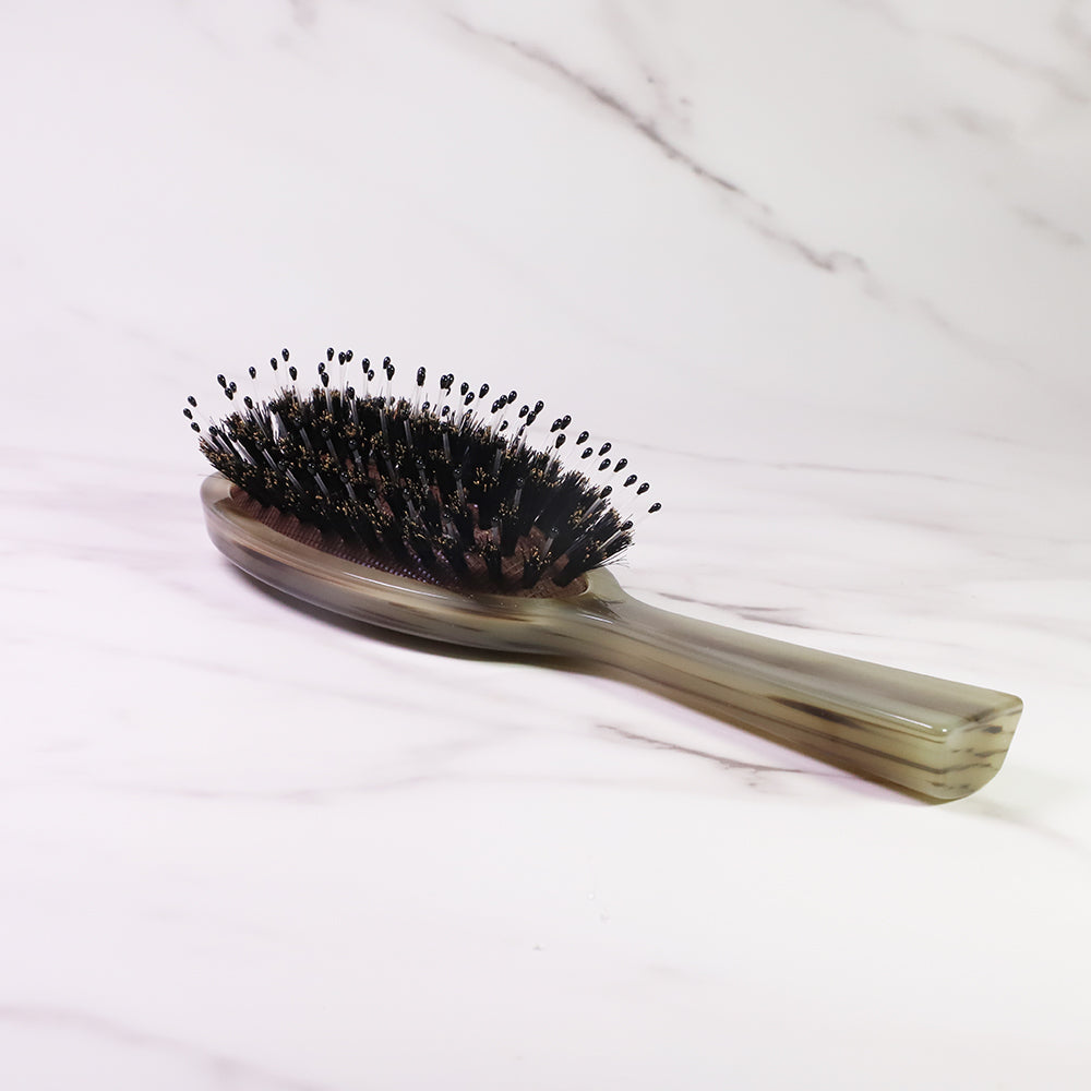 Green Horn Detangling Natural Boar Bristles Hairbrush