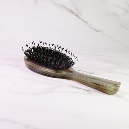 Green Horn Detangling Natural Boar Bristles Hairbrush