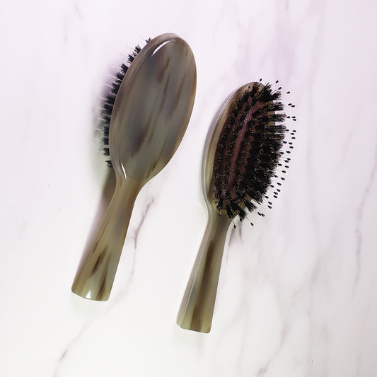 Green Horn Detangling Natural Boar Bristles Hairbrush