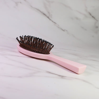 Mini Fine Custom Pink Color Detangling Acetate Handle Hair Brush