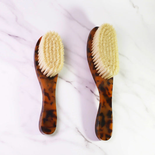 Petite Natural White Boar Bristles Tortoise Shell Hair Brush, Tortoiseshell Acetate 360 Wave Brush Hairbrush
