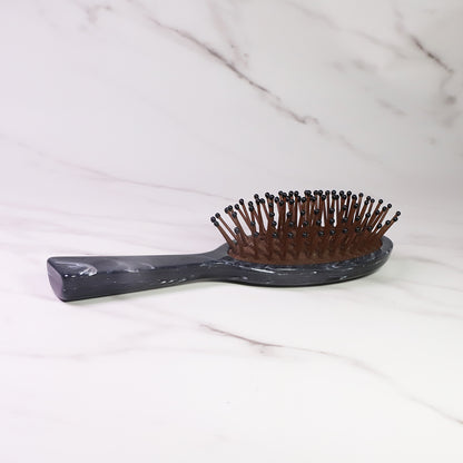 Small Paddle Oval Brush Detangling Black Marble Acetate Handle Hair Brush