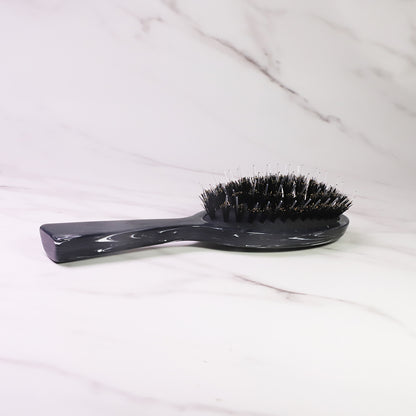 Small Paddle Oval Brush Detangling Black Marble Acetate Handle Hair Brush