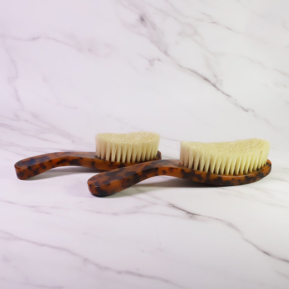 Petite Natural White Boar Bristles Tortoise Shell Hair Brush, Tortoiseshell Acetate 360 Wave Brush Hairbrush