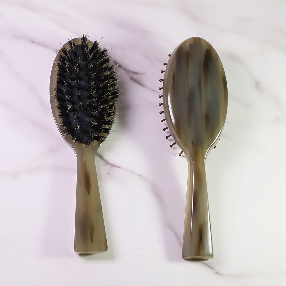 Green Horn Detangling Natural Boar Bristles Hairbrush