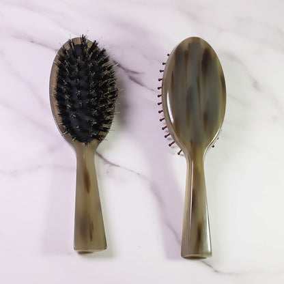 Green Horn Detangling Natural Boar Bristles Hairbrush