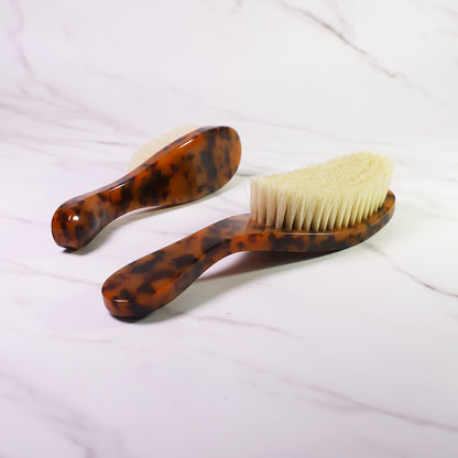Petite Natural White Boar Bristles Tortoise Shell Hair Brush, Tortoiseshell Acetate 360 Wave Brush Hairbrush