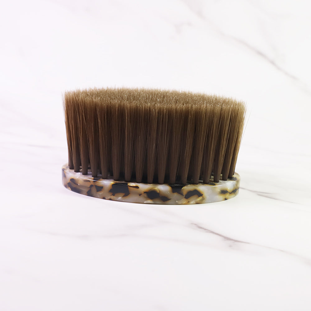 Oval Neck Duster Brush, Hair Cutting Cleaning Brush Acetate Handle Soft Fiber Sweeping Brush for Professional Salon Barber Accessories
