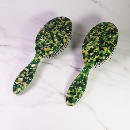 Green Color Curved Medium Smoothing Boar Bristles Detangling Hair Brush