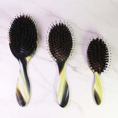 Italian Natural Boar Bristles Flat Hair Brush