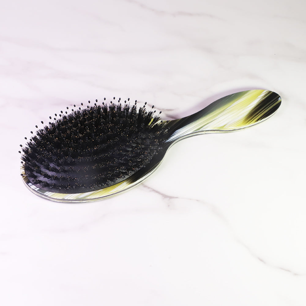 Italian Natural Boar Bristles Flat Hair Brush