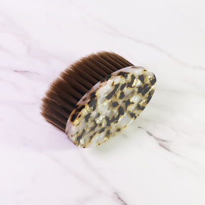Oval Neck Duster Brush, Hair Cutting Cleaning Brush Acetate Handle Soft Fiber Sweeping Brush for Professional Salon Barber Accessories