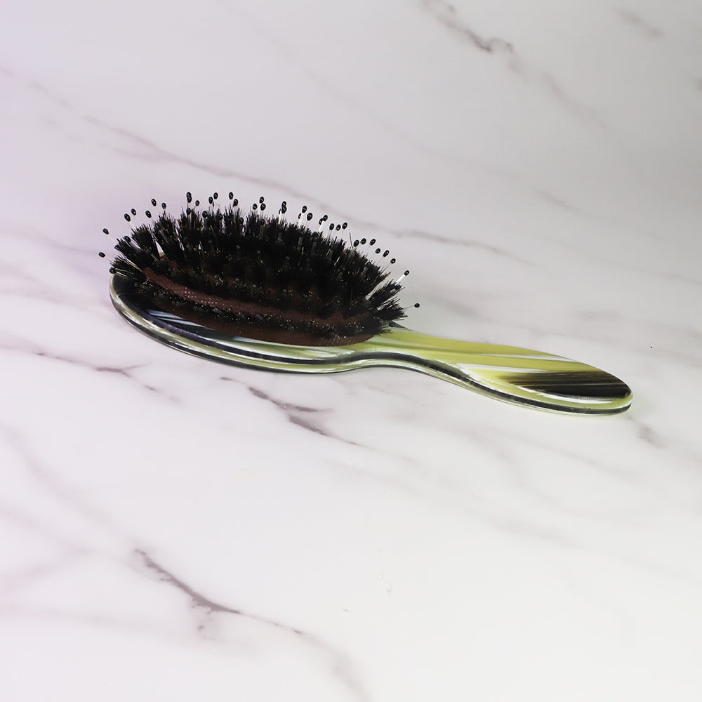 Italian Natural Boar Bristles Flat Hair Brush