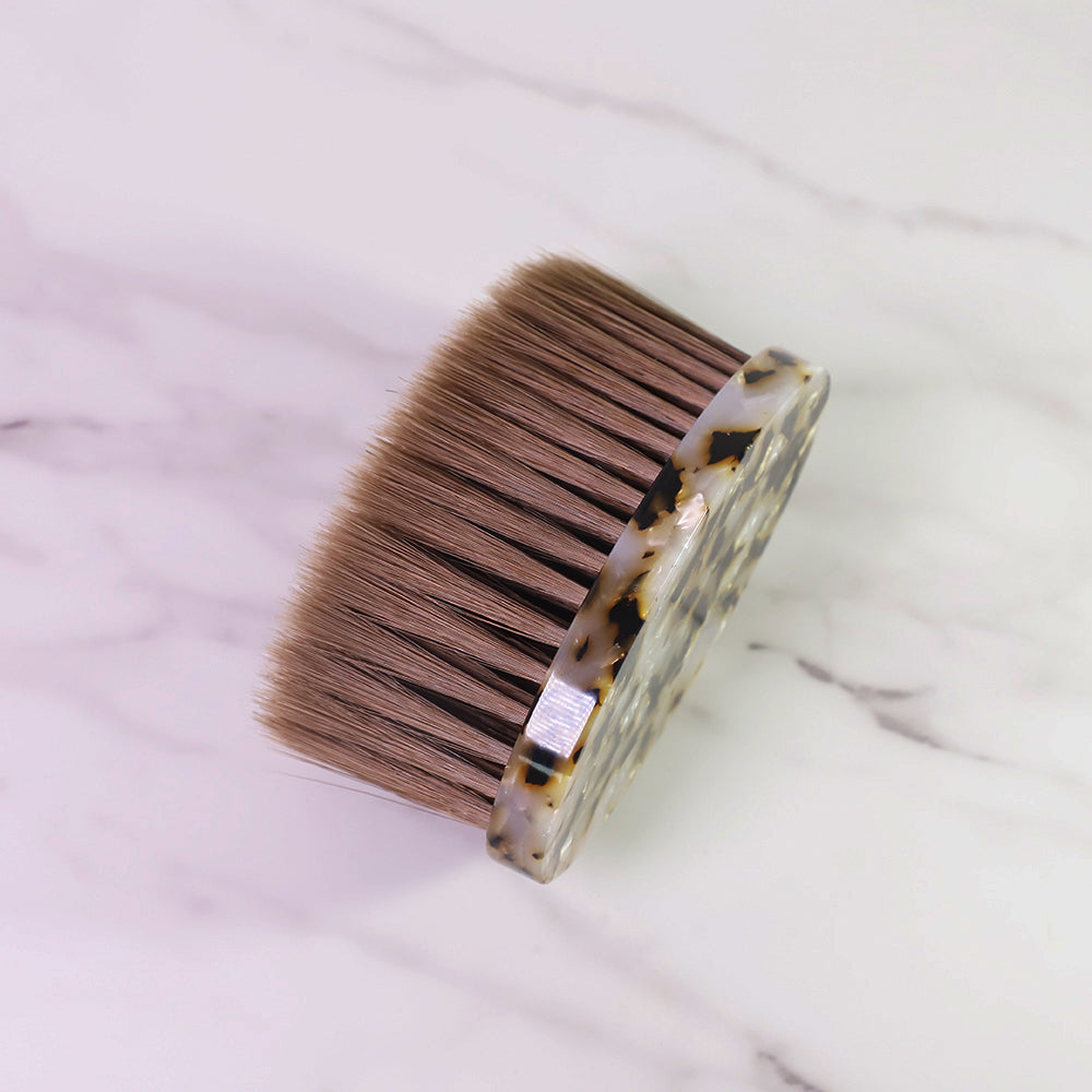 Oval Neck Duster Brush, Hair Cutting Cleaning Brush Acetate Handle Soft Fiber Sweeping Brush for Professional Salon Barber Accessories